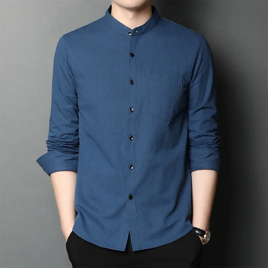 Men's Standing Collar Casual Shirt Cotton - Free Shipping - Delivery 15-25 dasy