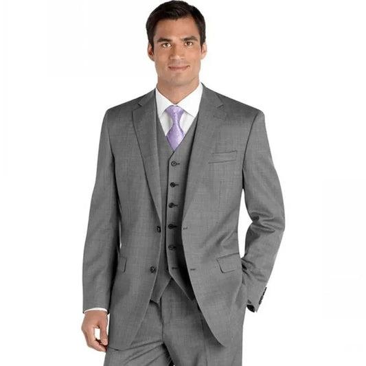 Grey Men's Suits Blazer Full Set Single Breasted 3 Piece Jacket Pants Vest - Price MVR2450/- Delivery 15-35 days