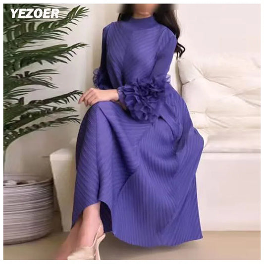 New Ruffle Mesh Petal Sleeve Half High Neck  Formal Dress - Price MVR752/- Delivery 12-20 days