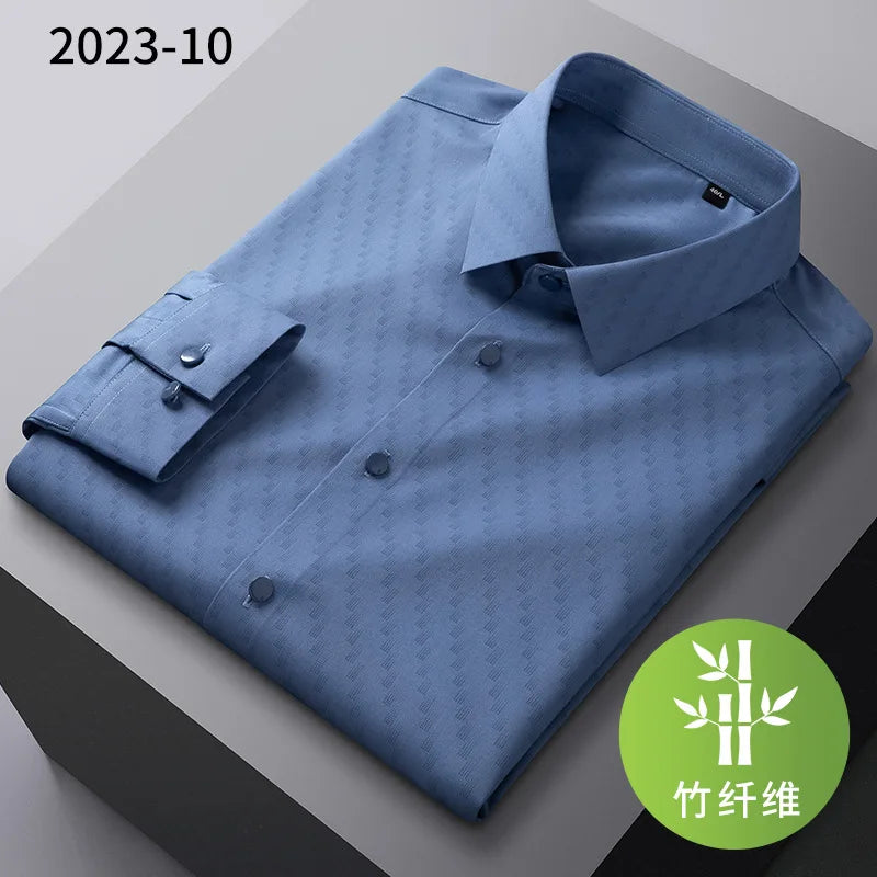 Long-sleeved shirt solid color elastic non-ironing - Price MVR545/- Delivery 15-25 days