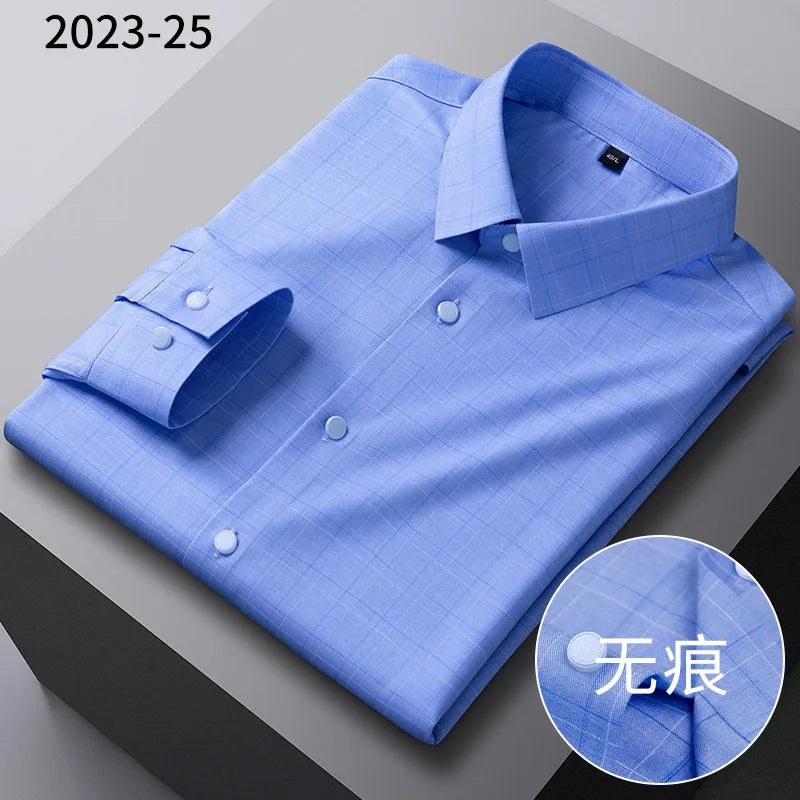 Long-sleeved shirt solid color elastic non-ironing - Price MVR545/- Delivery 15-25 days