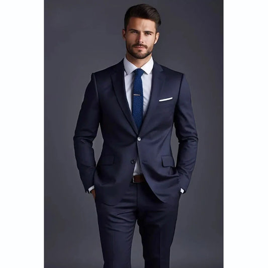 Navy Blue Solid Men Suits 2 Piece (Jacket+Pants) Price MVR1650/- Delivery 15-30 days